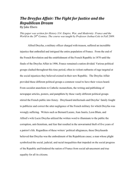 The Dreyfus Affair: the Fight for Justice and the Republican Dream by Jake Ebers