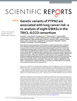 Genetic Variants of PTPN2 Are Associated with Lung