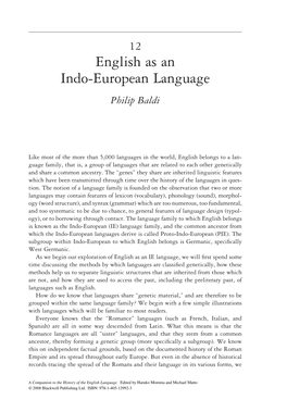 English As an Indo-European Language Philip Baldi