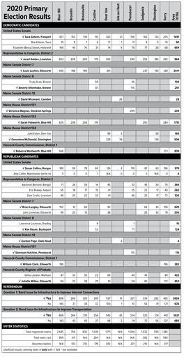 2020 Primary Election Results