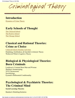 Criminological Theory on the Web