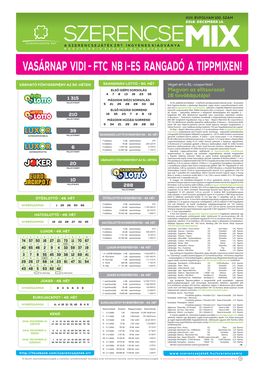 Vasárnap Vidi - Ftc Nb I-Es Rangadó a Tippmixen! Várható Főnyeremény Az 50