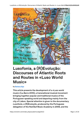 Lusofonia, a (R)Evolução: Discourses of Atlantic Roots and Routes in «Luso World Music» | Norient.Com