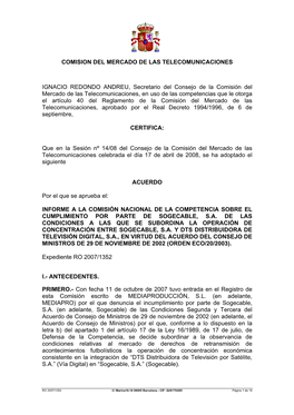 Comision Del Mercado De Las Telecomunicaciones Ignacio