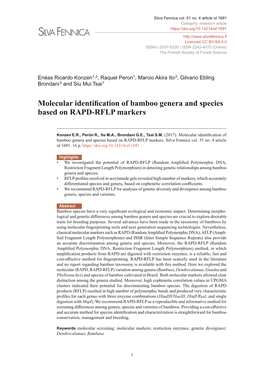 Molecular Identification of Bamboo Genera and Species Based on RAPD-RFLP Markers