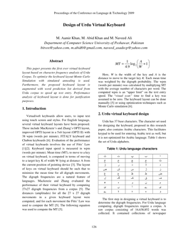 Design of Urdu Virtual Keyboard
