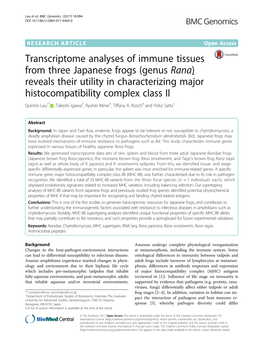 Transcriptome Analyses of Immune Tissues from Three