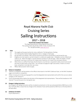 Sailing Instructions