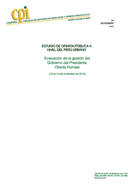 Evaluación De La Gestión Del Gobierno Del Presidente Ollanta Humala