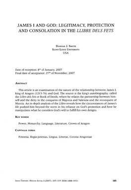 James 1 and God: Legitimacy, Protection and Consolation in the Llibre Dels Fets