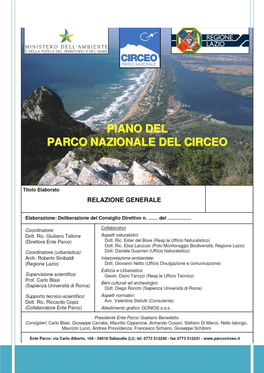 Ente Parco Nazionale Del Circeo Schema Di Piano Del Parco