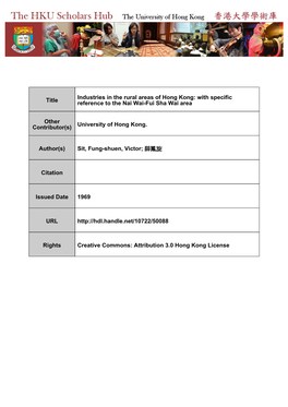 Title Industries in the Rural Areas of Hong Kong: with Specific