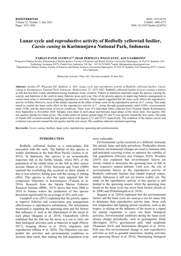 Lunar Cycle and Reproductive Activity of Redbelly Yellowtail Fusilier, Caesio Cuning in Karimunjawa National Park, Indonesia