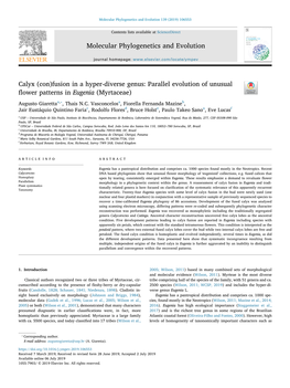 Calyx (Con)Fusion in a Hyper-Diverse Genus Parallel Evolution Of