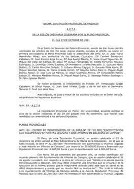 Acta Del Sesión De Plenos De 27 De Octubre