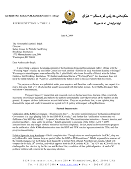 Kurdistan Regional Government –Iraq نويَنةرايةتي لة ئةمريلا .Representation in the U.S