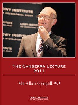 Mr Allan Gyngell AO the CANBERRA LECTURE