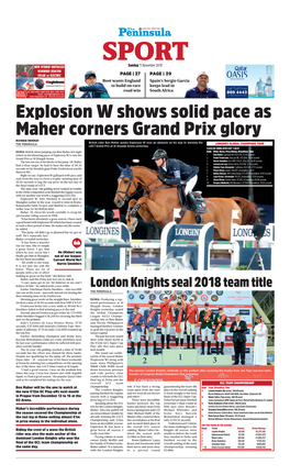 Explosion W Shows Solid Pace As Maher Corners Grand Prix Glory