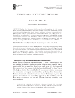 Toward Radical New Testament Discipleship