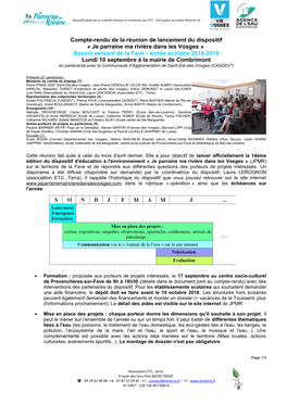 Compte-Rendu De La Réunion De Lancement Du Dispositif « Je