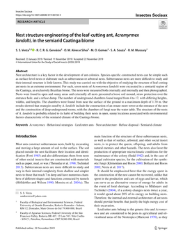 Nest Structure Engineering of the Leaf-Cutting Ant, Acromyrmex Landolti, in the Semiarid… Coefcient Was Used at a 5% Signifcance Level