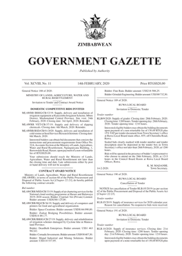 Zimbabwean Government Gazette, 14Th February, 2020 167