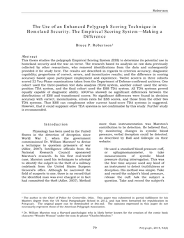 The Use of an Enhanced Polygraph Scoring Technique in Homeland Security: the Empirical Scoring System—Making a Difference