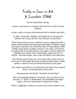 Freddy Vs Jason Vs Ash a Jumpchain CYOA