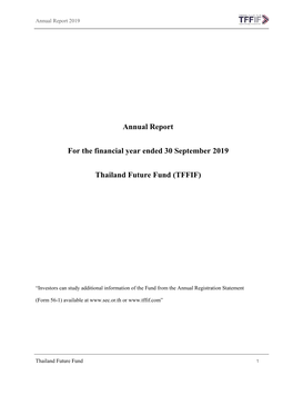 Annual Report for the Financial Year Ended 30 September 2019