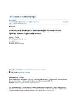 Gerromorpha (Hemiptera: Heteroptera) in Southern Illinois: Species Assemblages and Habitats