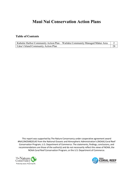 Maui Nui Conservation Action Plans