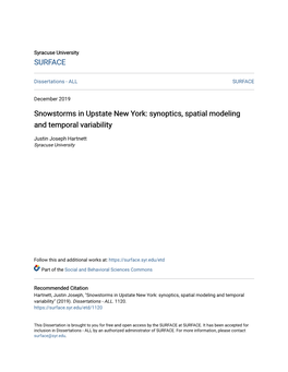 Snowstorms in Upstate New York: Synoptics, Spatial Modeling and Temporal Variability