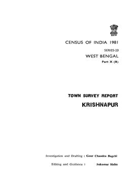 Town Survey Report Krishnapur, Part X (B), Series-23, West Bengal