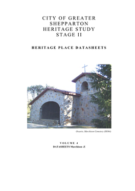 City of Greater Shepparton Heritage Study Stage Ii