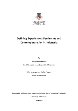 Defining Experiences. Feminisms and Contemporary Art In