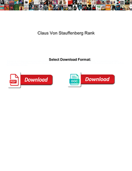 Claus Von Stauffenberg Rank