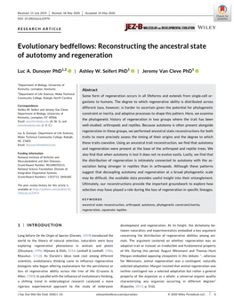 Reconstructing the Ancestral State of Autotomy and Regeneration