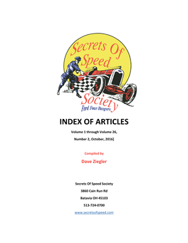 Index of Articles