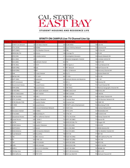 XFINITY on CAMPUS Live TV Channel Line Up