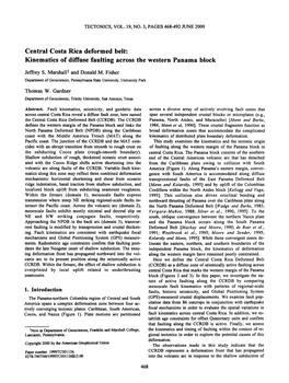 Central Costa Rica Deformed Belt: Kinematics of Diffuse Faulting Across the Western Panama Block