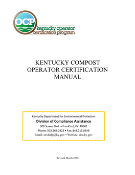 Kentucky Compost Operator Certification Manual