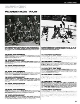 Championships Wcha Playoff Summaries • 1959-2009