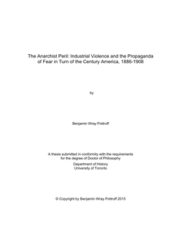 The Anarchist Peril: Industrial Violence and the Propaganda of Fear in Turn of the Century America, 1886-1908