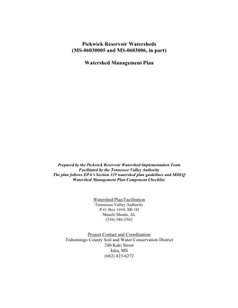 Pickwick Reservoir Watersheds (MS-06030005 and MS-0603006, in Part)