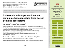 Carbon Isotope Fractionation in Methanogenic Peatlands