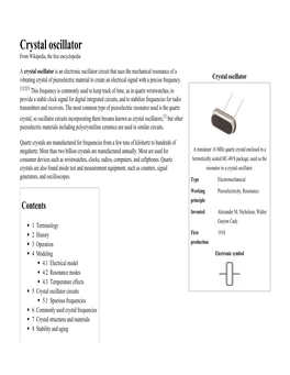 Crystal Oscillator from Wikipedia, the Free Encyclopedia