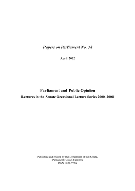 Papers on Parliament No. 38 Parliament and Public Opinion