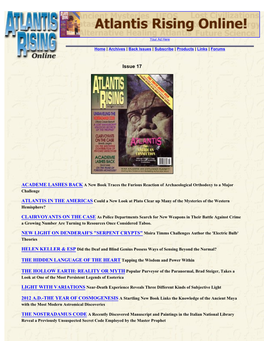 Atlantis Rising Table of Contents Issue