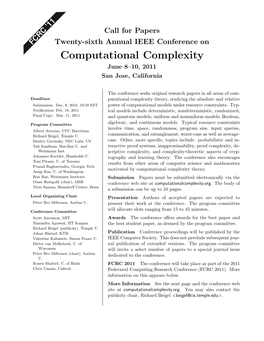 Computational Complexity Conference