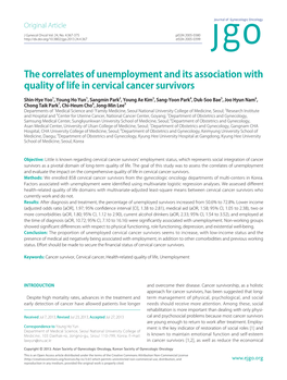 The Correlates of Unemployment and Its Association with Quality of Life in Cervical Cancer Survivors